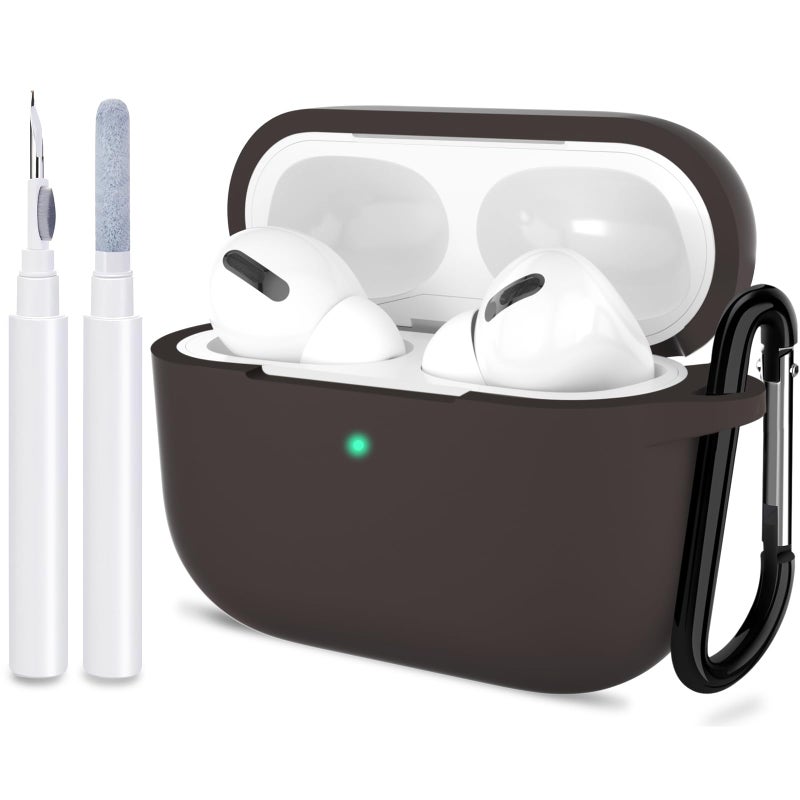 ATUAT for AirPods Pro 1st/2nd Generation Case Cover, Protective Silicone Skin Accessories with Keychain for Women Men for Apple AirPods Pro 2019/2022 Charging Case,Front LED Visible-Coffee Brown - Image 1